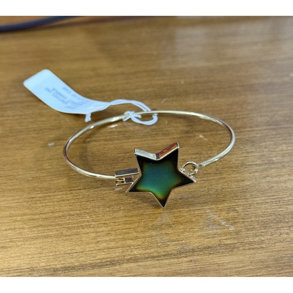 Green Star Bangle Bracelet Celestial Enamel Cuff Stainless Steel Wristwear‎